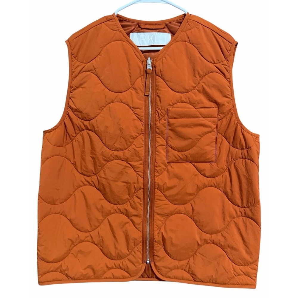 ARKET Quilted Liner Zip Up‎ Vest Orange Men's Size Medium